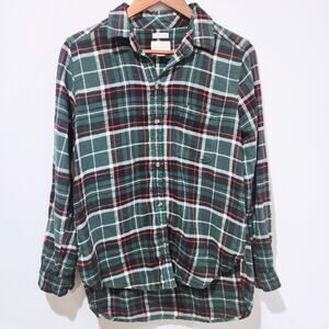 American Eagle Green White Plaid Boyfriend Fit Shirt Size Medium Western Cowgirl